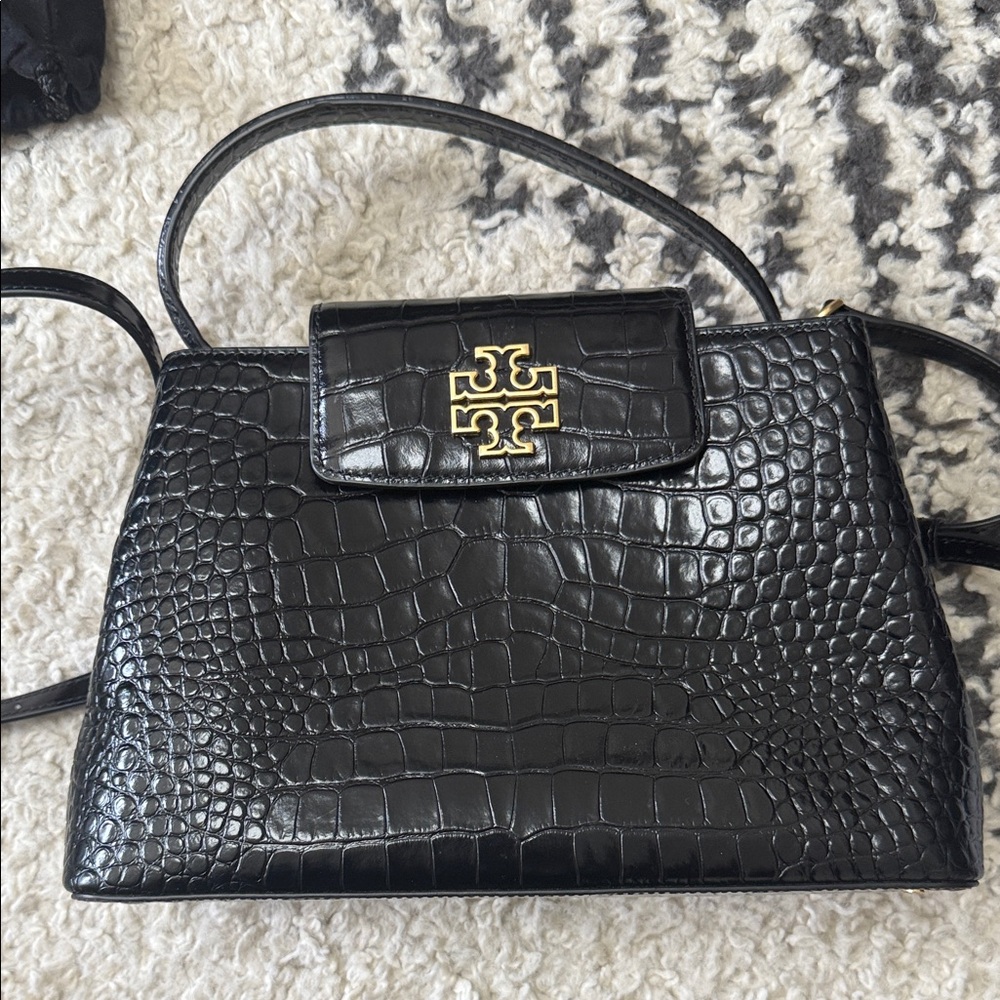 Black Croc-Embossed Leather Bag